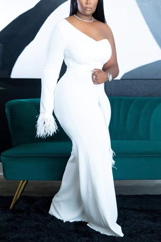 ONE SLEEVE WIDE LEG JUMPSUITS