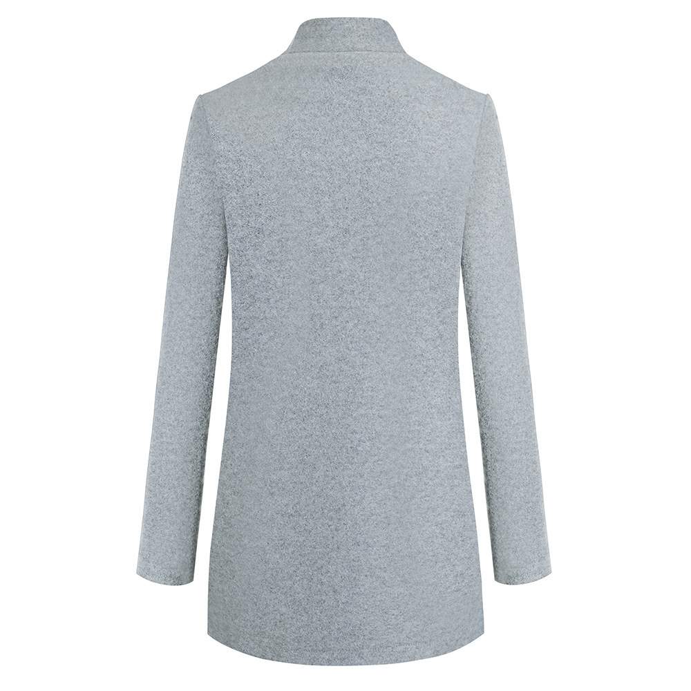  SOLID COLOR STAND COLLAR WOOL COAT