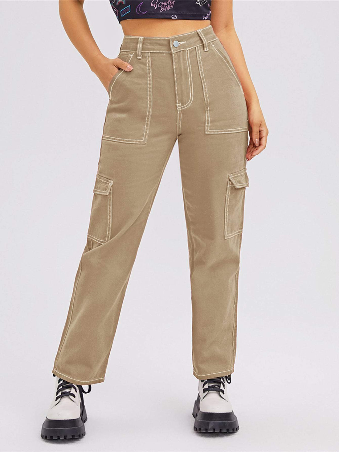 Comfortable Pants, Trendy High-Waisted Cargo