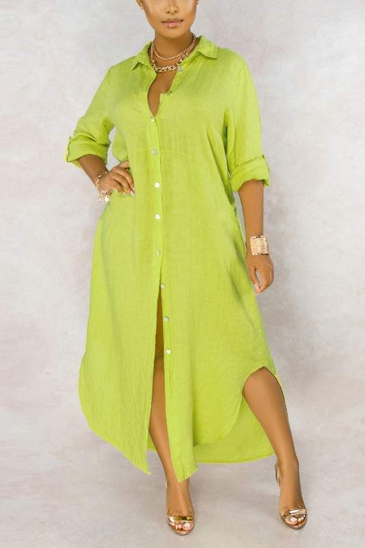 BUTTON DOWN LONG SHIRT DRESS