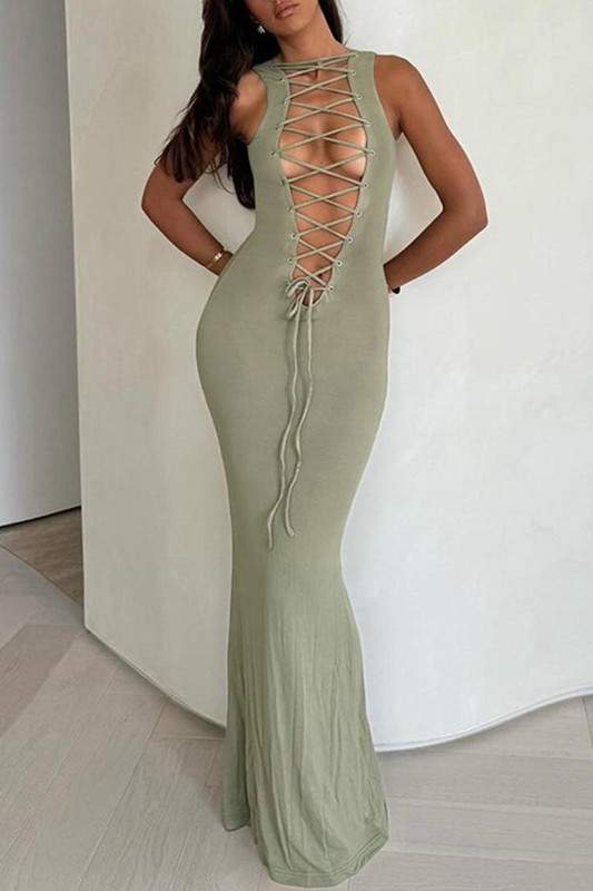 SLEEVELESS FISHTAIL MAXI DRESS