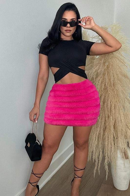VEGAN FUR MINI SKIRT