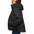 SOLID COLOR HOODED COTTON PADDED FOLDABLE PADDED PULLOVER POCKET LONG SLEEVE COAT FOR WOMEN