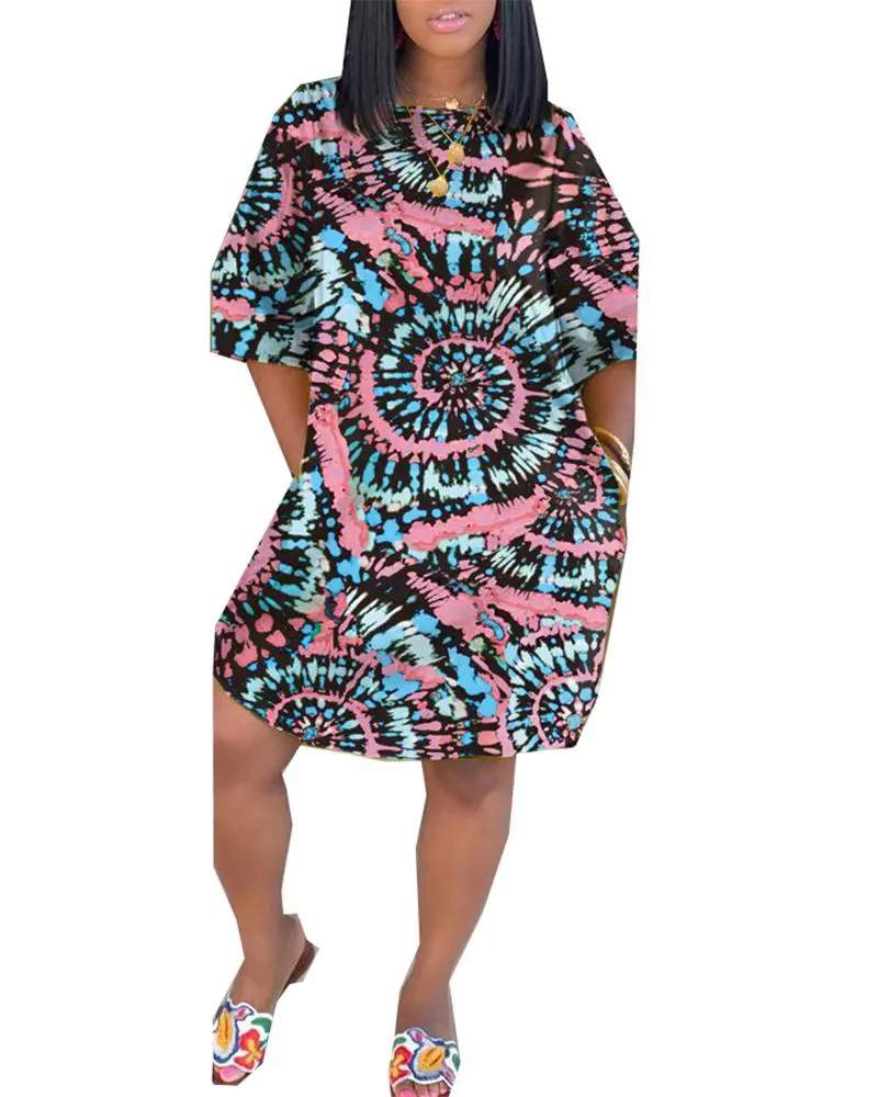 Bright Spiral Print Dress: Unique Style