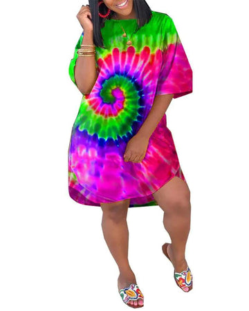 Bright Spiral Print Dress: Unique Style