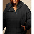 SOLID COLOR HOODED COTTON PADDED FOLDABLE PADDED PULLOVER POCKET LONG SLEEVE COAT FOR WOMEN
