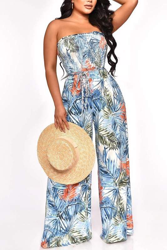 GRAPHIC WIDE LEG JUMPSUITS