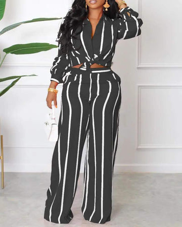 Women’s Trendy Apparel: Striped Pants & Top
