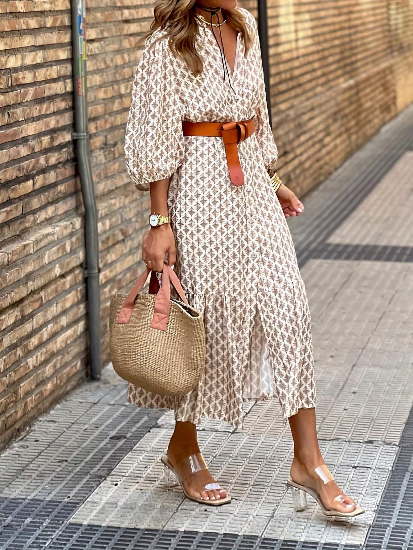 Belted Dress: Long Sleeve Summer Dress