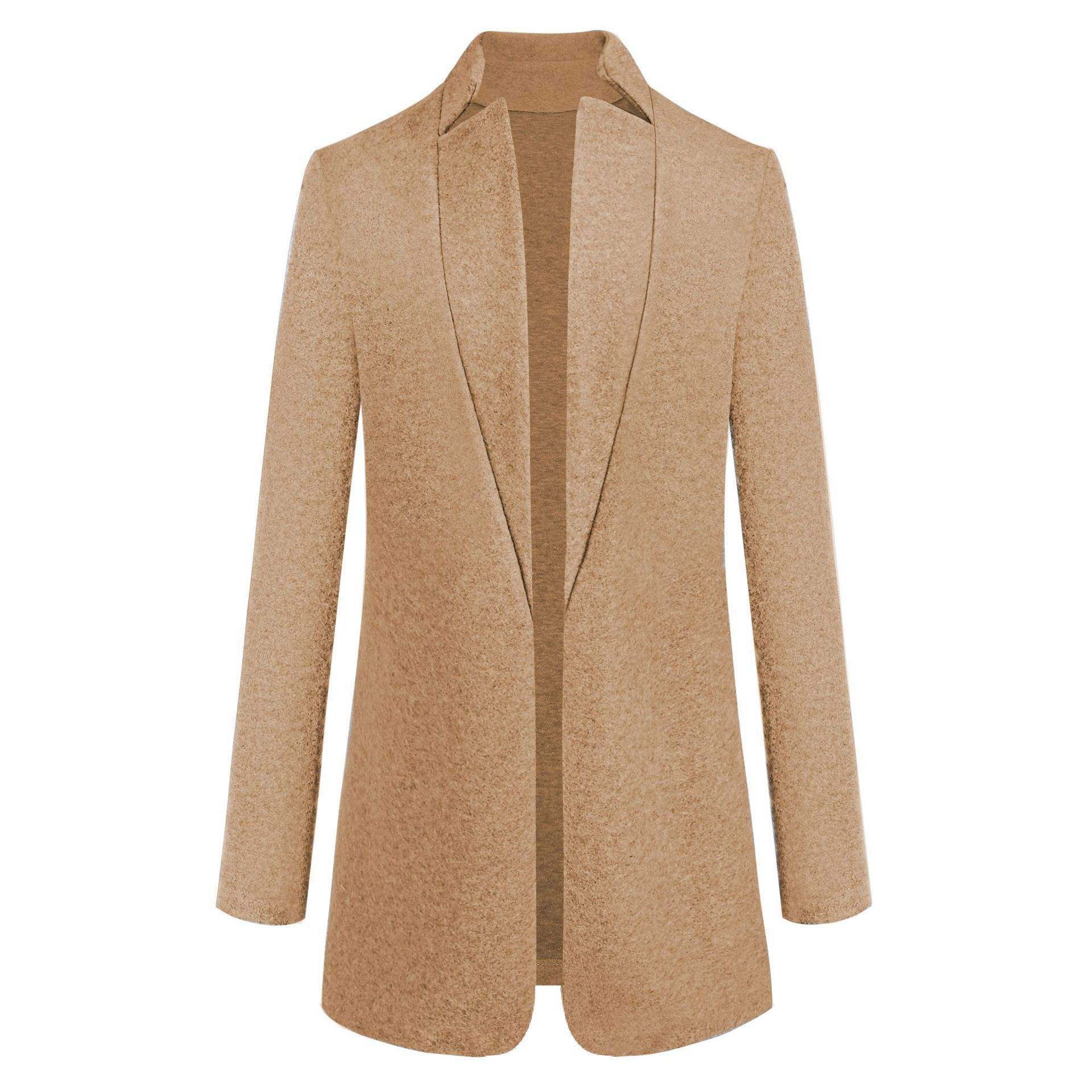  SOLID COLOR STAND COLLAR WOOL COAT