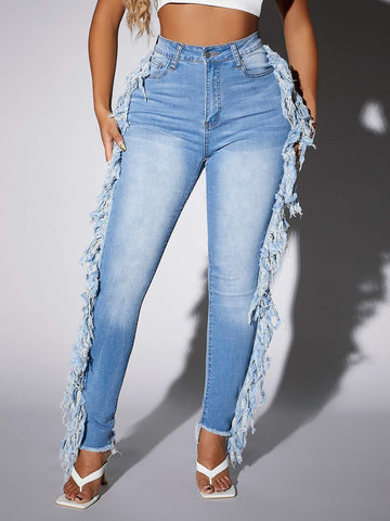Stylish Distressed Jeans, Modern Denim Look