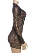 LEOPARD PRINT MESH MINI DRESS