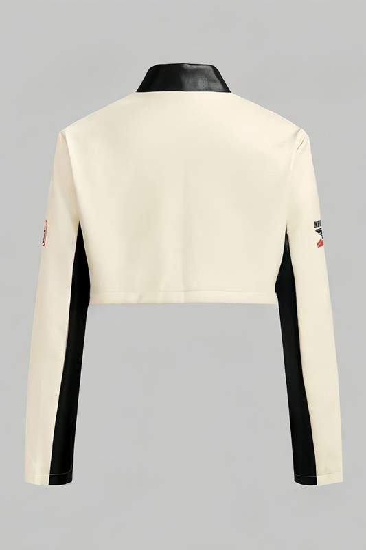 VEGAN LEATHER CROP JACKET