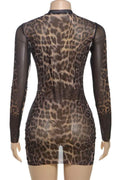 LEOPARD PRINT MESH MINI DRESS