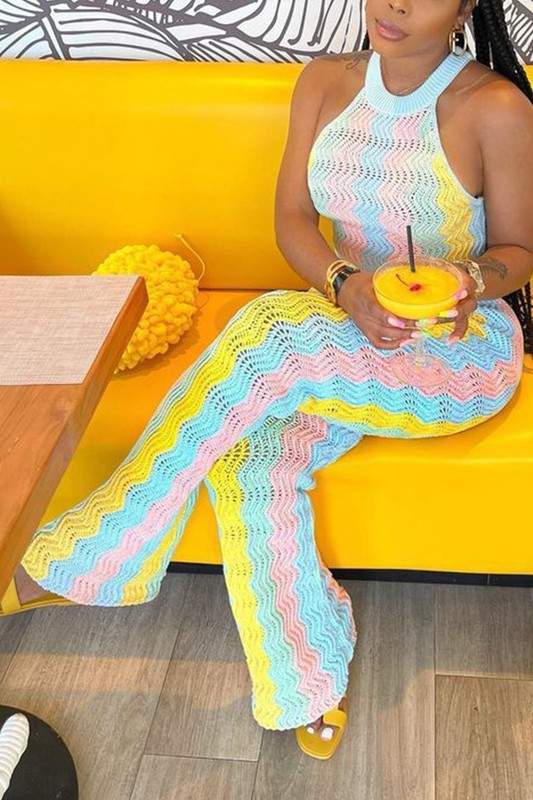 CROCHET HALTER TOP AND PANTS SET