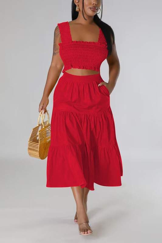 RUFFLES MIDI SKIRT SET