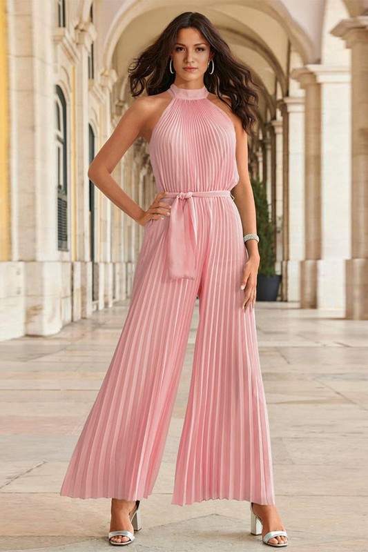 HALTER PLEATED JUMPSUITS