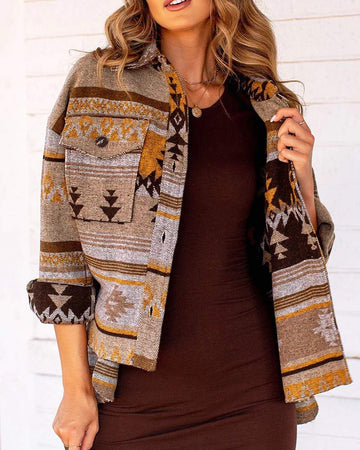 NEW Plaid Graphic Print Button Front Pocket Design Shacket