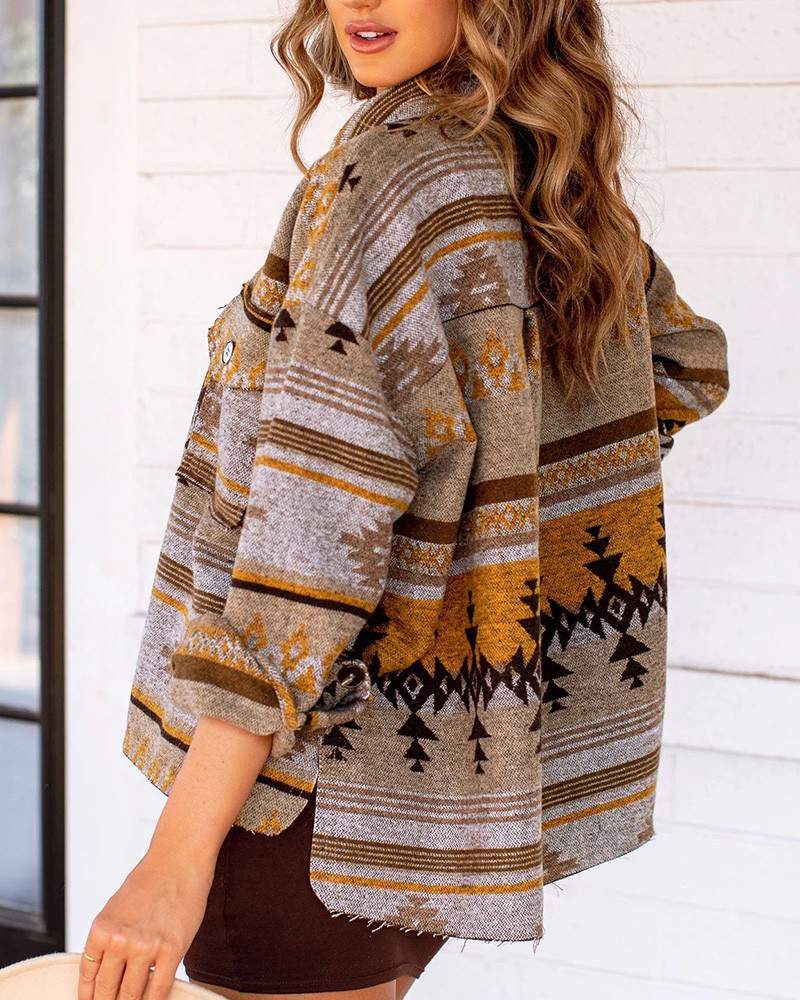 NEW Plaid Graphic Print Button Front Pocket Design Shacket