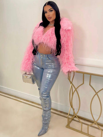 SEXY ARTIFICIAL LONG FUR SHORT COAT