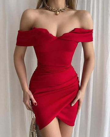 Off-the-Shoulder Ruched Bodycon Dress
