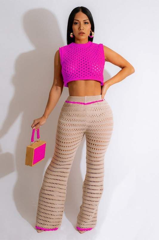 CROCHET LONG PANTS SET