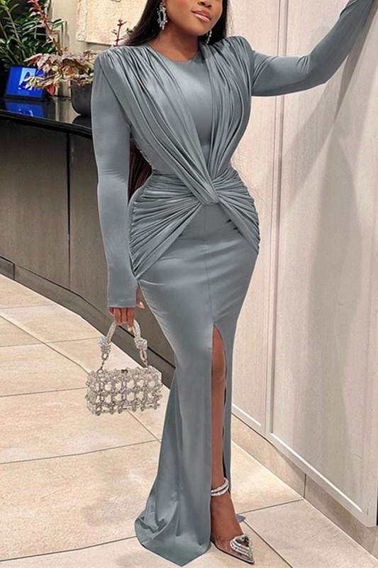 CRISSCROSS LONG SLEEVE MAXI DRESS