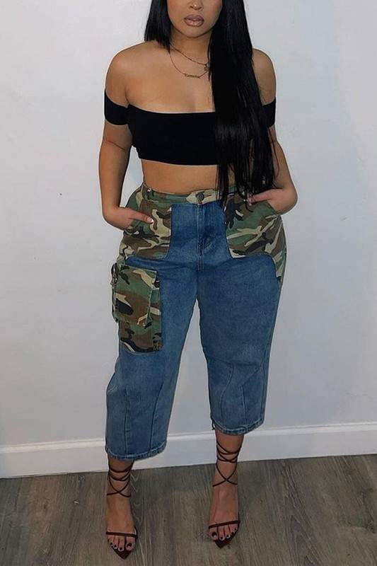Streetwear Camo Pants with Crop Top