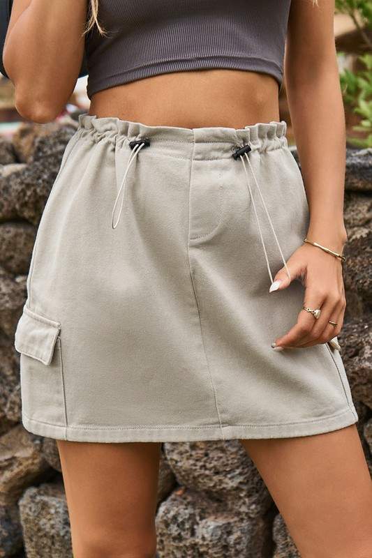 DRAWSTRING CARGO SKIRT