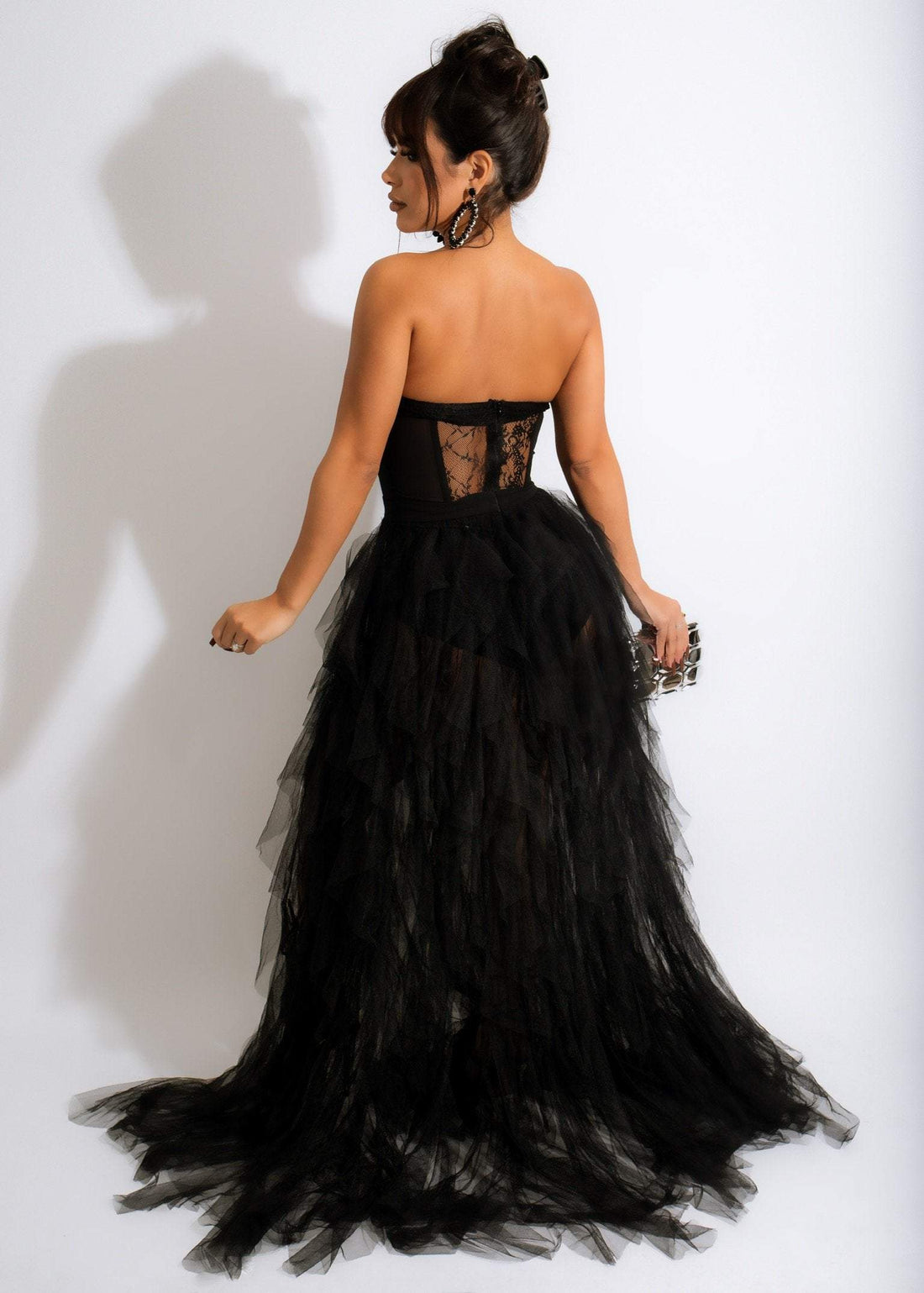 TULLE DRESSES TUBE LACE SLIT DRESS FOR PARTY PROM