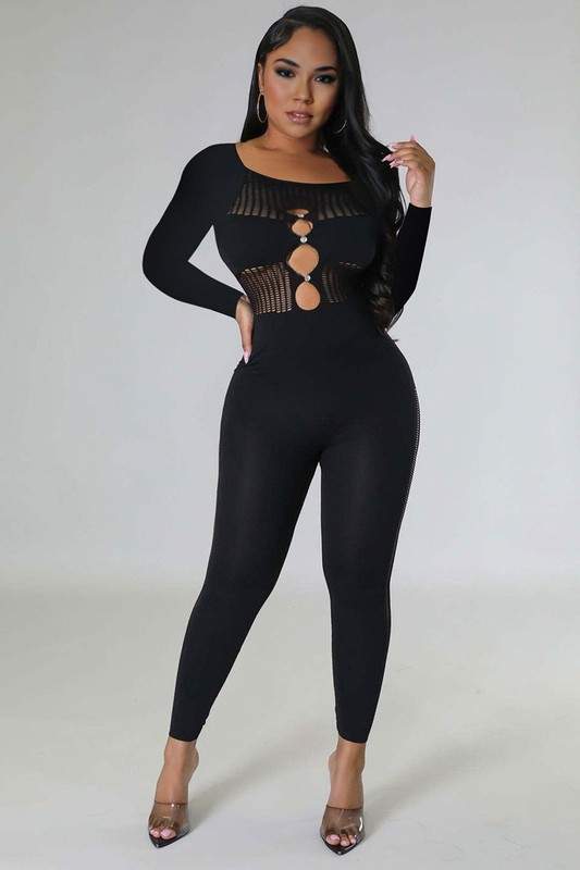 RHINESTONES BODYCON JUMPSUITS