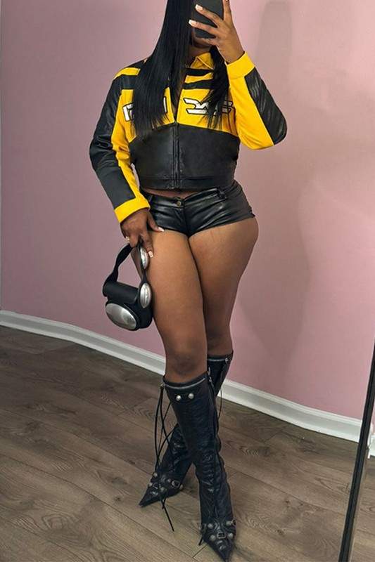VEGAN LEATHER CROP JACKET