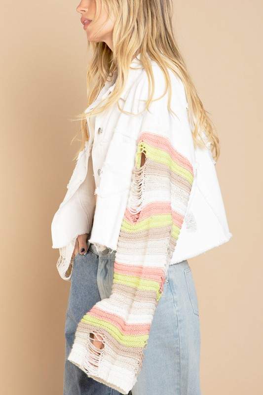 DENIM COLOR CUTOUT JACKET