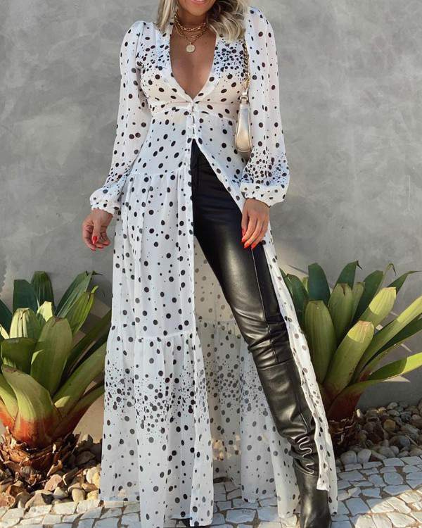 Trendy Duster Coat, Women's Button-Down Dress