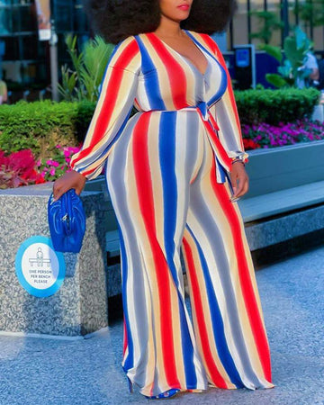 Striped Jumpsuit for Plus Size Fashion