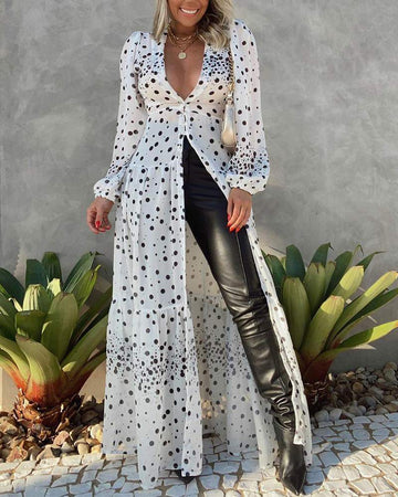 Trendy Duster Coat, Women's Button-Down Dress