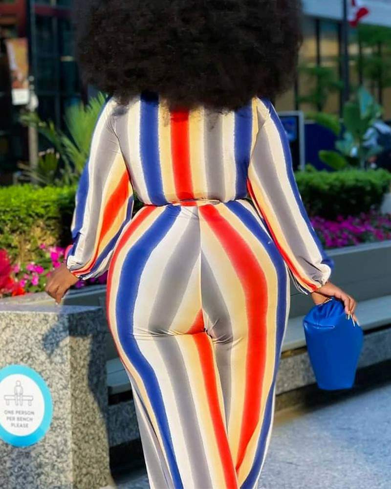 Striped Jumpsuit for Plus Size Fashion