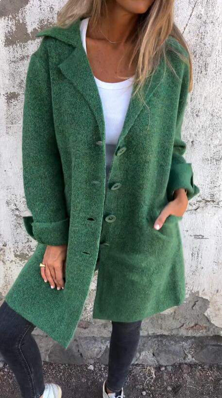 LAPEL POCKET CARDIGAN  BREASTED COAT