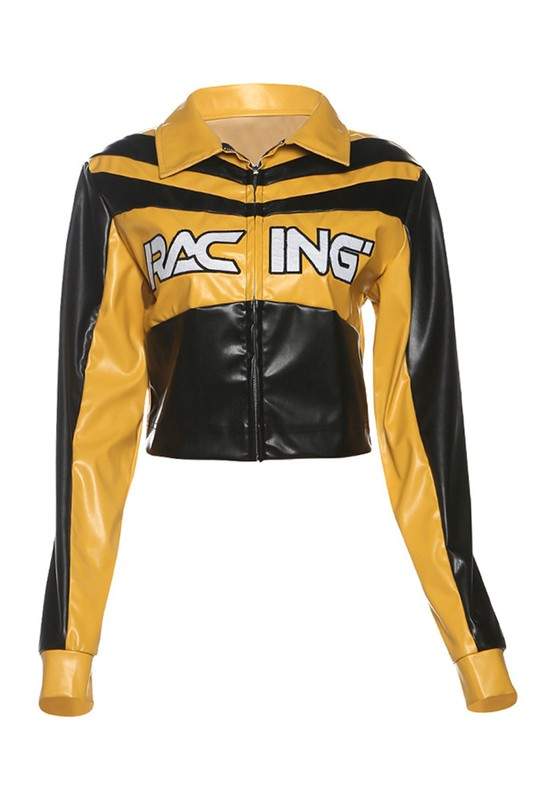 VEGAN LEATHER CROP JACKET