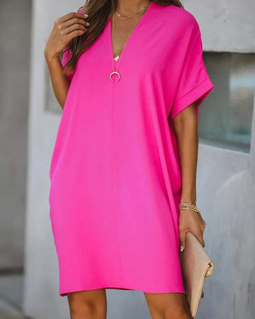 Easy Wear Tunic Dress, Casual V-Neck Style