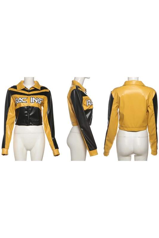 VEGAN LEATHER CROP JACKET