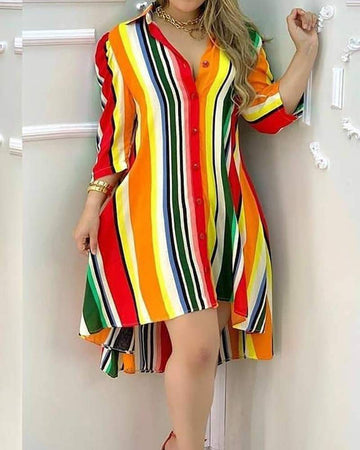 Casual Striped Dress, Vibrant Summer Wear