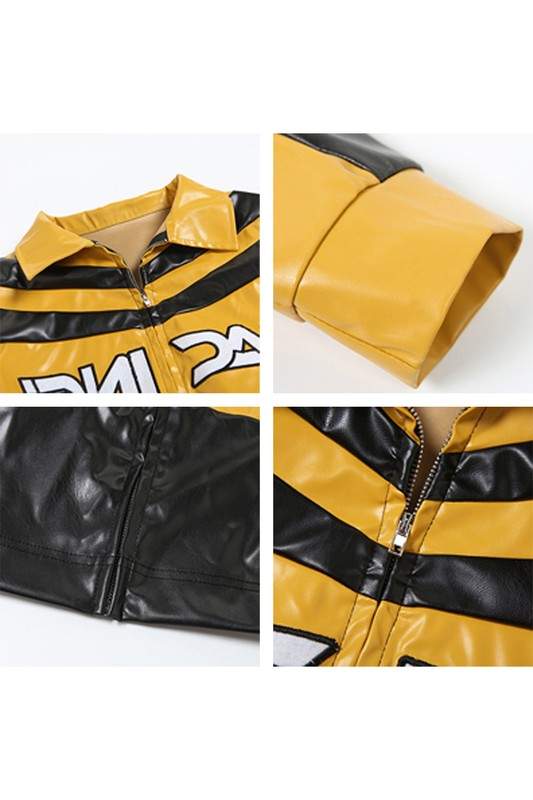VEGAN LEATHER CROP JACKET