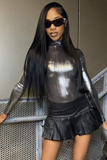 METALLIC SHINY BODYSUIT TOP