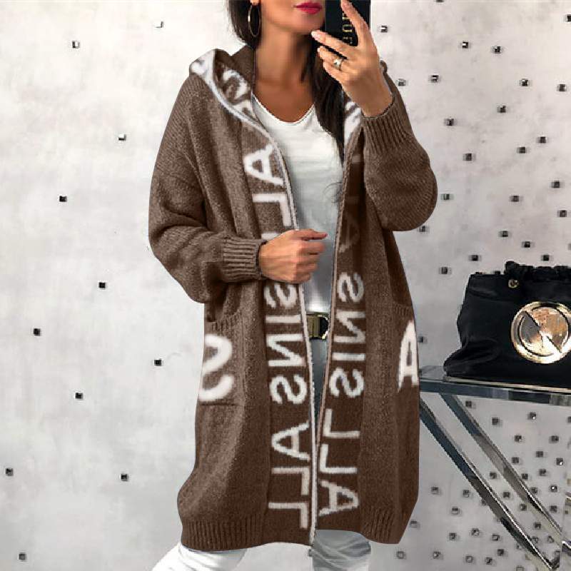 CARDIGAN HOODED KNITTED WOMEN S SWEATER JACKET CARDIGAN KNITTED SWEATER ALLSINA
