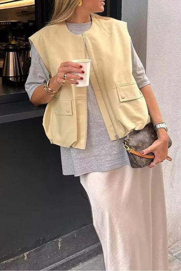 SOLID ZIPPER PUFF VEST