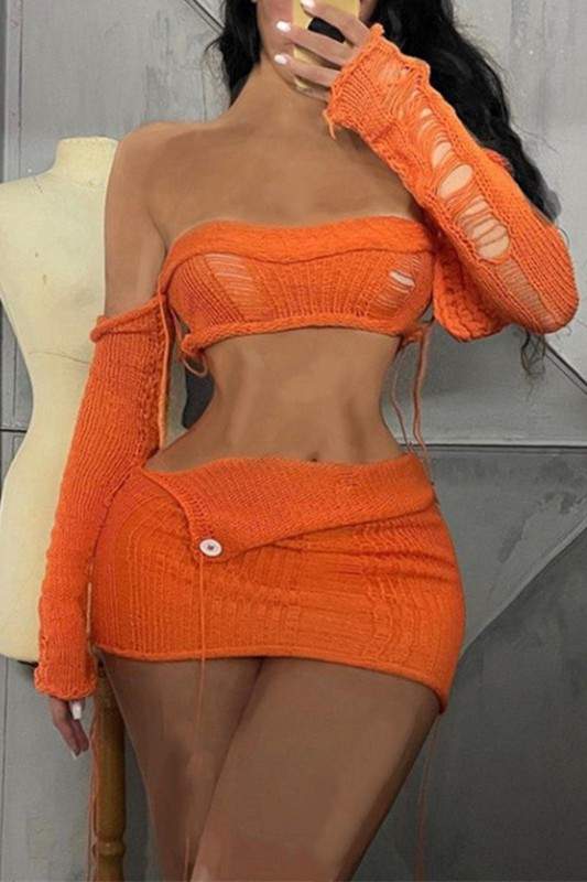 SHEER KNITTED SKIRT SET