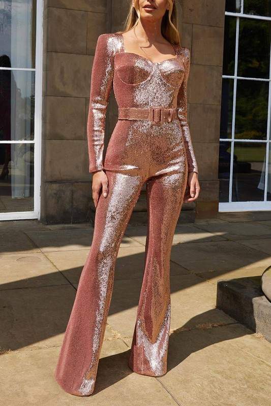 SEQUINS BOOTCUT JUMPSUITS