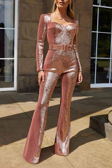 SEQUINS BOOTCUT JUMPSUITS