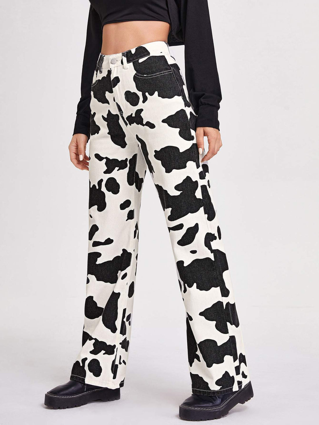 Urban Cow Print Look, Flattering Cut-Out Top